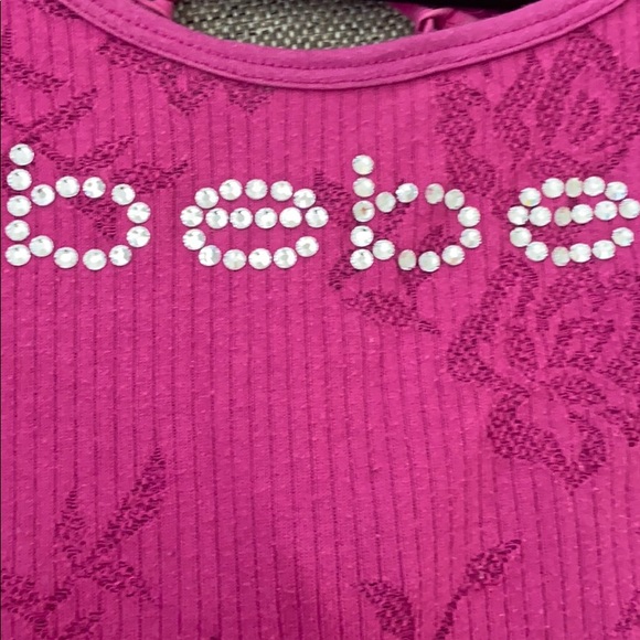 Bebe logo magenta open back tee - Picture 4 of 8